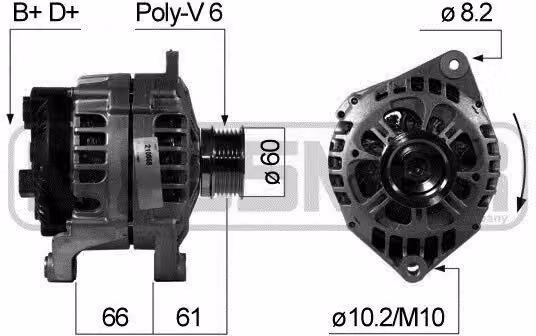 ERA 210668A Alternatore 150 A 14 V per FIAT DUCATO Cassone/Telaio (230) DUCATO Furgone (244) DUCATO Cassone/Telaio (244)