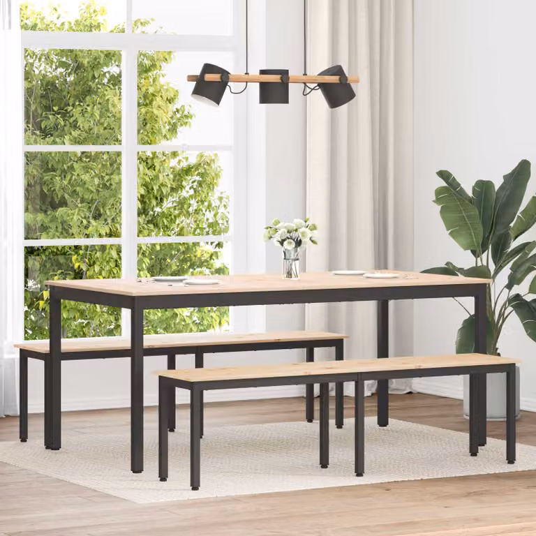 Panchina da giardino vidaXL in pino massello naturale, L 160 x P 35 x H 45 cm