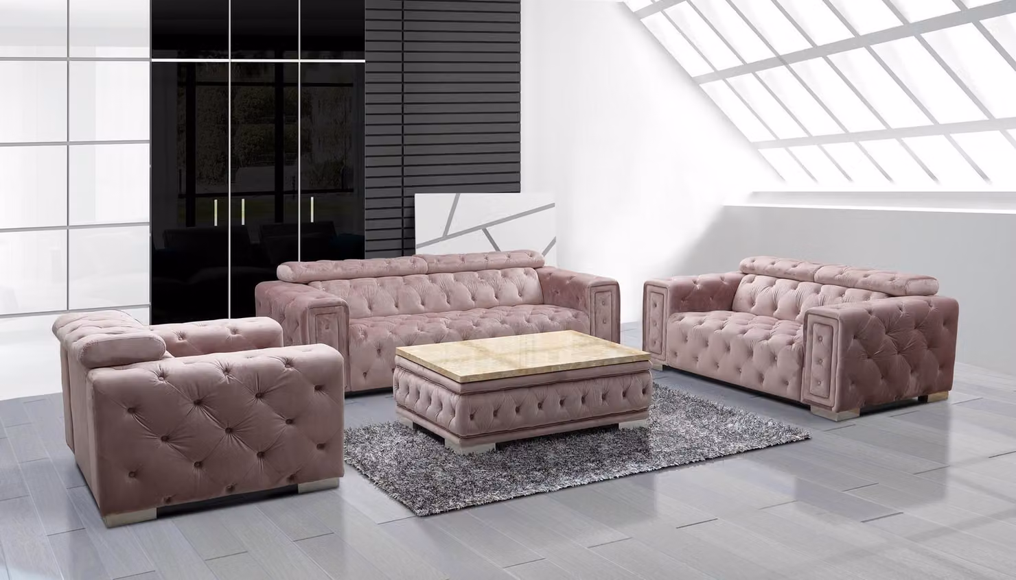 Klassische Design Couch Chesterfield 3+1 Sitzer Couch Sitz Polster Garnitur