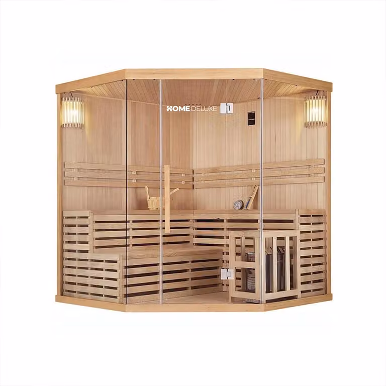 Home Deluxe - Sauna tradizionale - Skyline XL Big - 200 x 200 x 210 cm - per 2-6 persone, hemlock, incl. riscaldatore sauna, accessori sauna I Sauna a vapore Sauna a infusione Sauna finlandesesauna