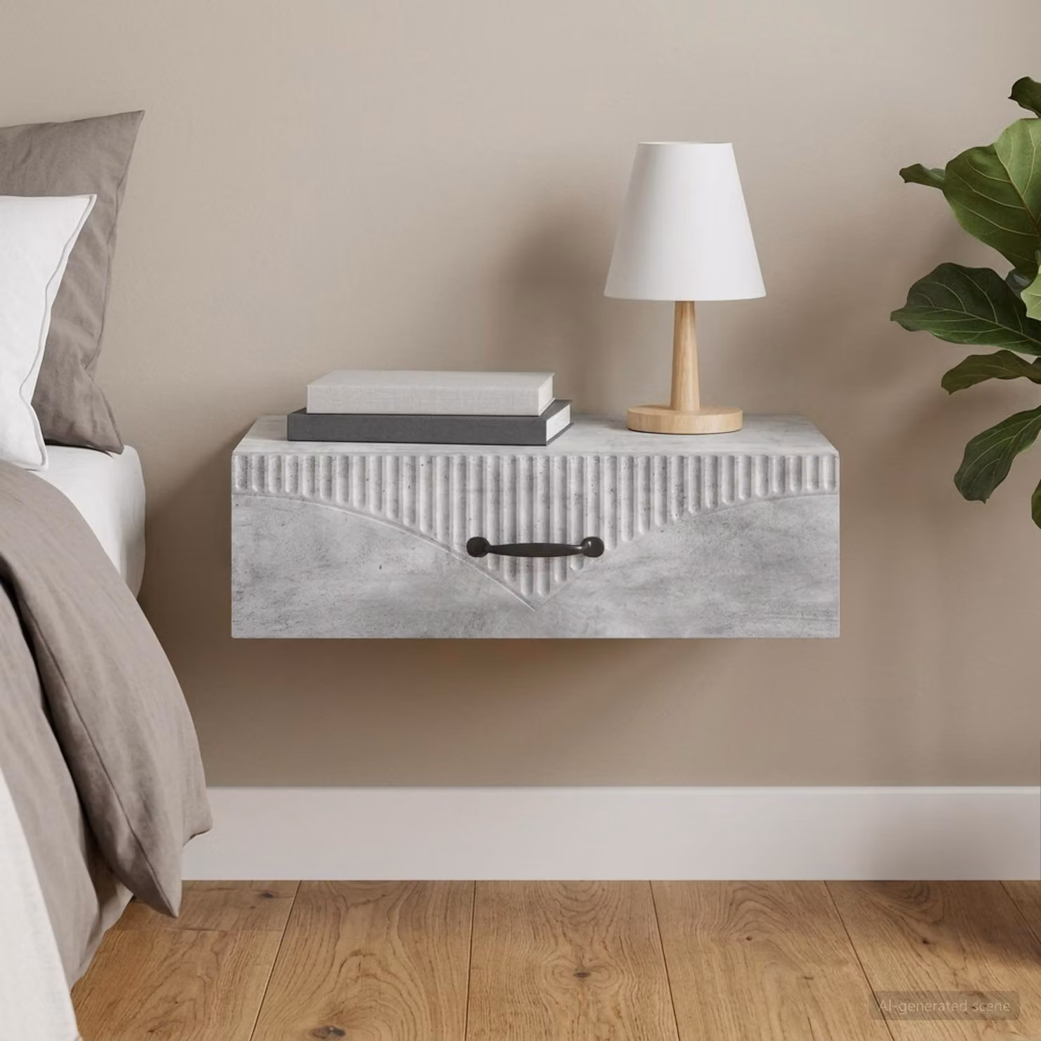 vidaXL Tavolino da Parete Laterale Rettangolare in MDF Grigio Opaco L/P/H: 59 x 34,5 x 17 cm