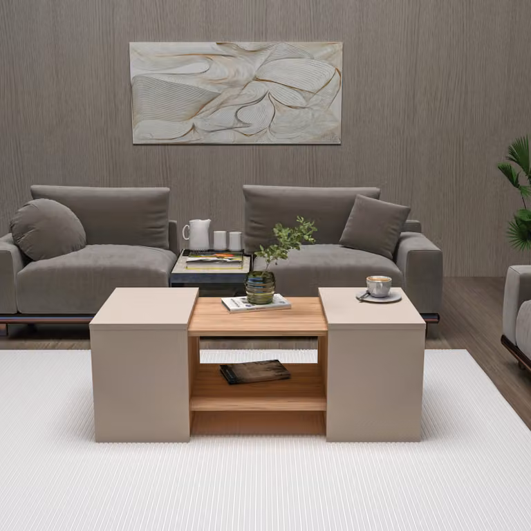 Skye Decor, Sartos - Atlantic Pine, beige, set tavolino, pino atlantico, 100% pannelli di particelle rivestiti in melamina, 100 x 40 x 37 cm