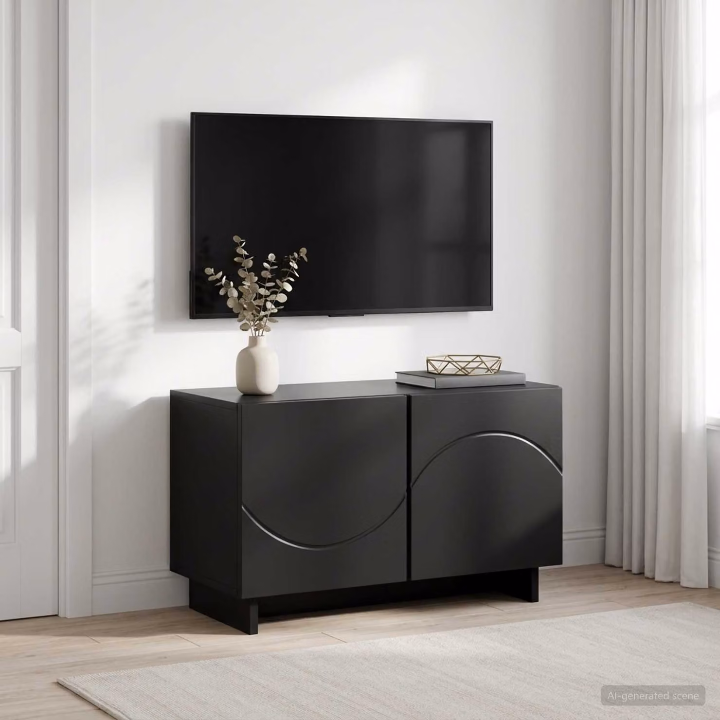 vidaXL Supporto TV moderno in legno MDF nero L 60 cm, P 34.5 cm, H 40 cm