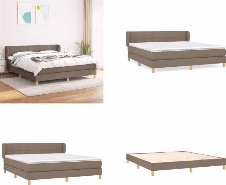 vidaXL Letto boxspring con materasso Taupe 180x200 cm in tessuto - Letto boxspring - Boxspringbetten - Bett - Schlafzimmermöbel