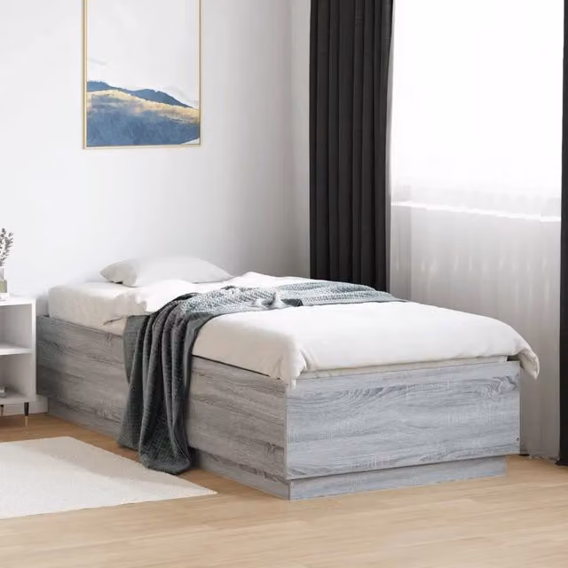 Giroletto con Luci LED-Struttura Letto Grigio Sonoma 90x200cm Legno Multistrato 515203