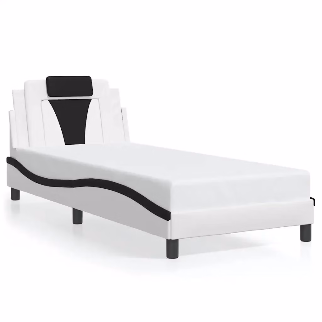 vidaXL Giroletto Viana senza Materasso in Similpelle Nero e Bianco 90x190 cm – 2