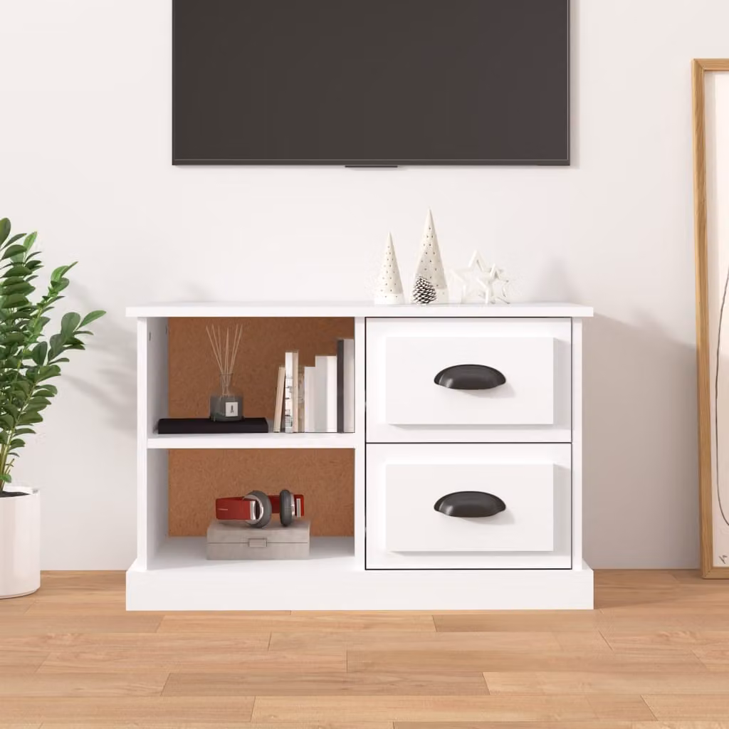 vidaXL Mobile Porta TV Moderno Bianco in Legno Multistrato L: 73 cm, P: 35,5 cm, H: 47,5 cm
