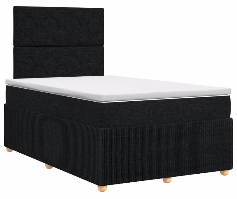 Letto a molle con materasso nero 120 x 200 cm in tessuto