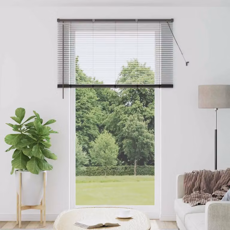 Tenda Veneziana vidaXL in Alluminio Nero, L: 135 cm, H: 220 cm, Larghezza lamelle: 25 mm
