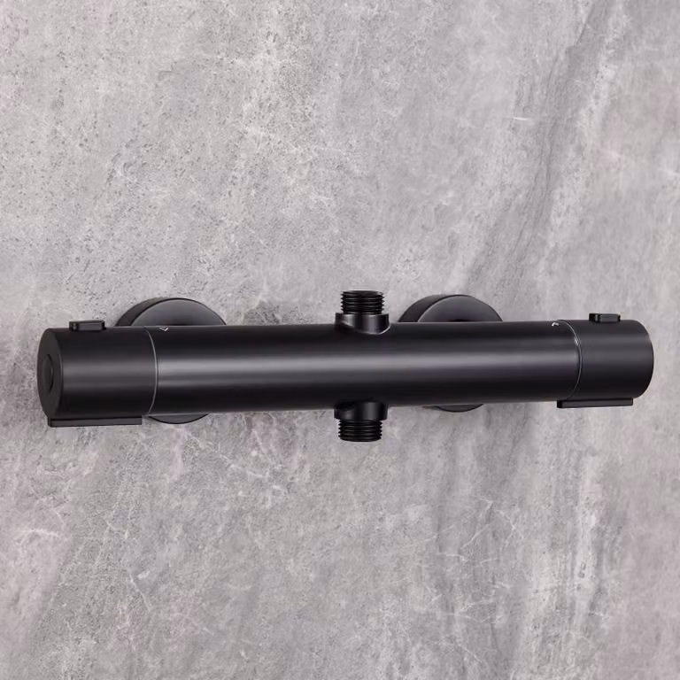 Termostato per miscelatore doccia, 2 uscite con attacco G1/2, regolabile da 135 a 165 mm, finitura cromata