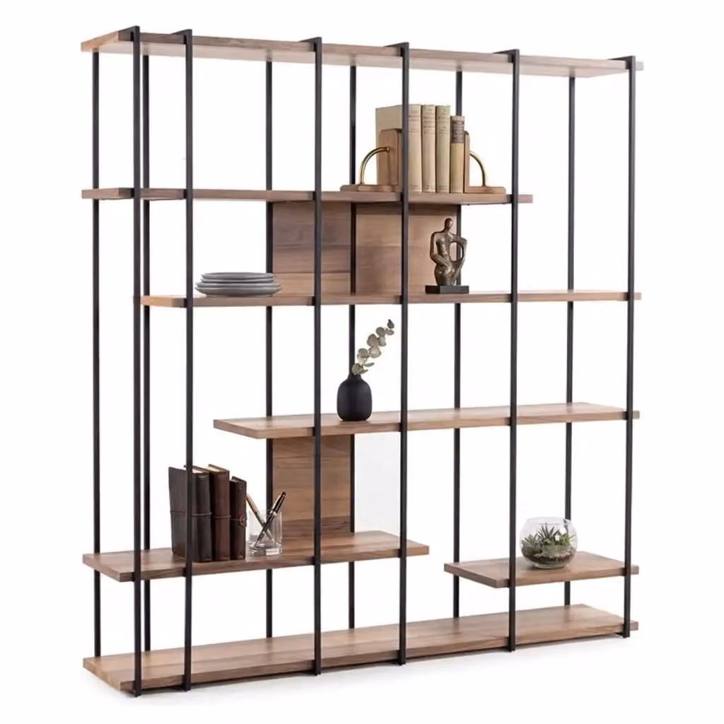Libreria Calogero DMORA con 5 Ripiani, Marrone e Nero, L: 170 cm, P: 35 cm, H: 180 cm – 2