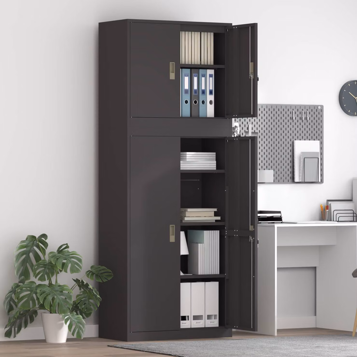 vidaXL Armadio 2 pz Nero 80 x 40 x 210 cm Acciaio Bloccabile
