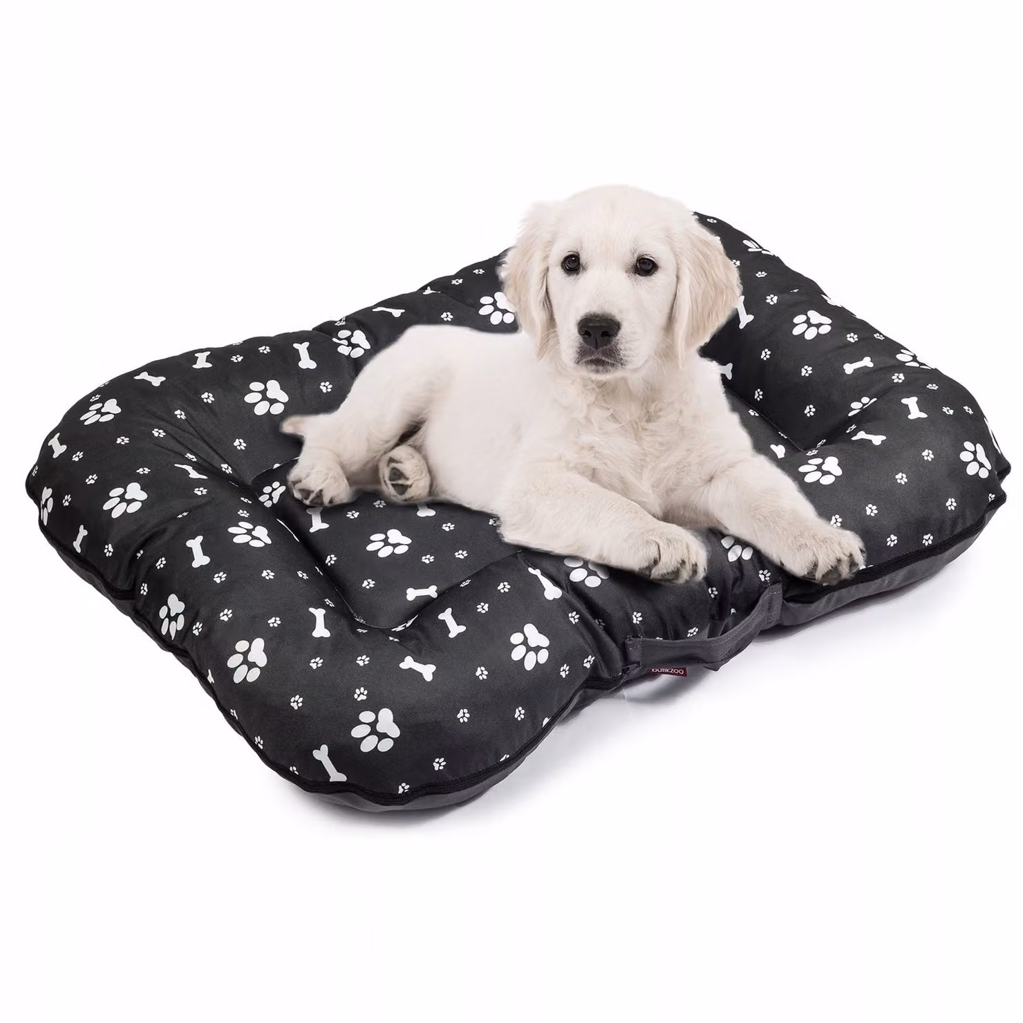 Letto per cani Large XL: 105 x 85 cm Materasso impermeabile per cani Materasso per cani grandi e piccoli Colore Codura: nero con motivo bianco Divano per cani.