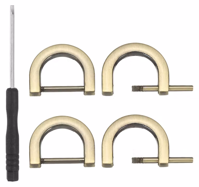 Anelli a D con chiusura a vite, 12 mm, confezione da 4 pezzi, color oro anticato