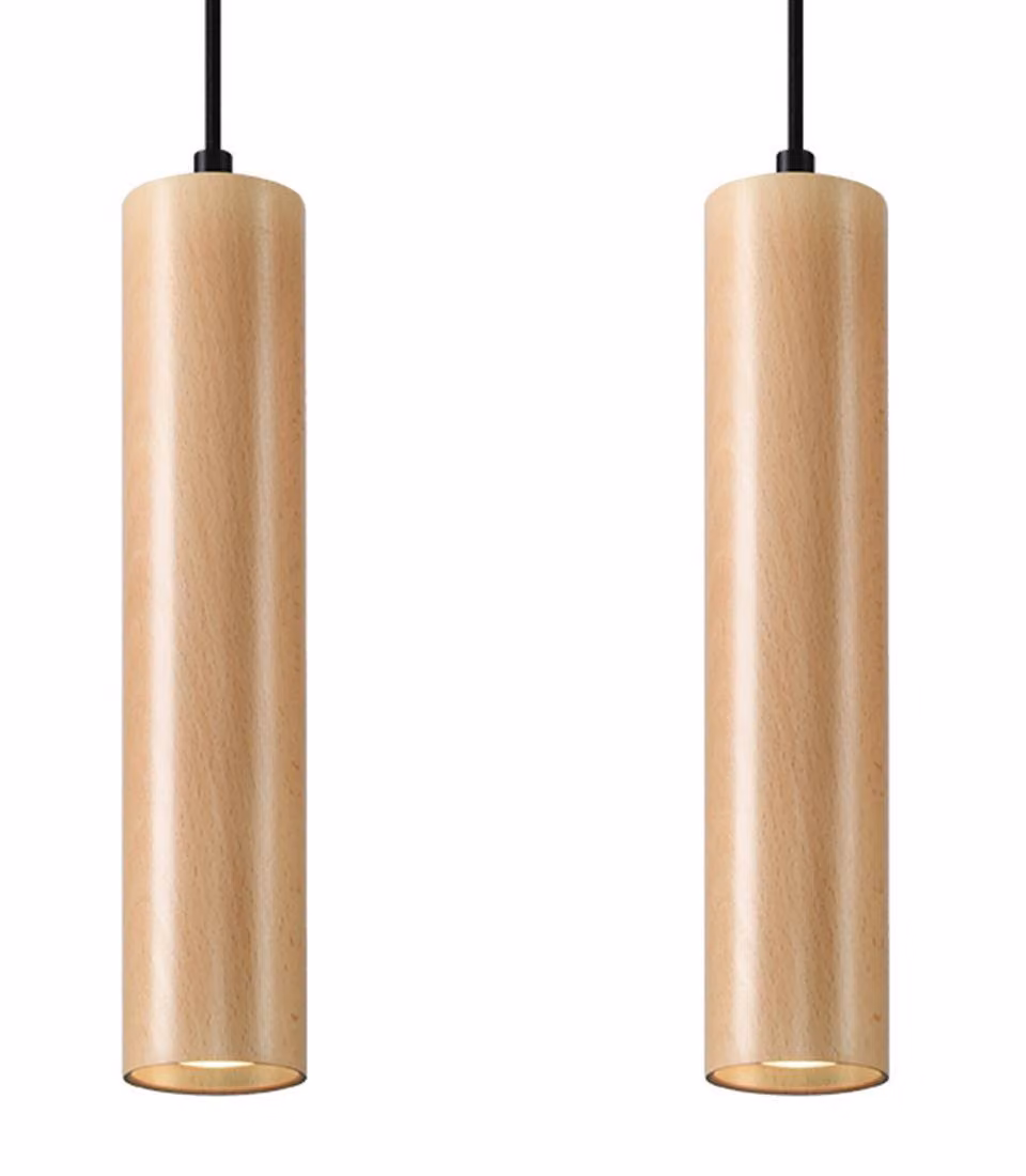 Lampada a sospensione LINO 2 in legno 2xGU10 10W legna 90x6x30cm Sollux Lighting