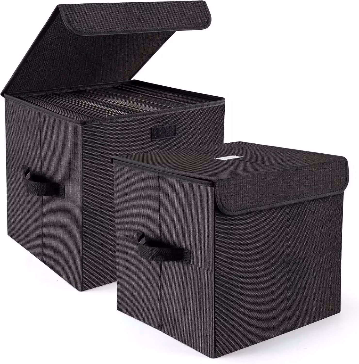Contenitore pieghevole per dischi in vinile da 12", set da 2, in nylon, impilabile, ideale per LP in vinile