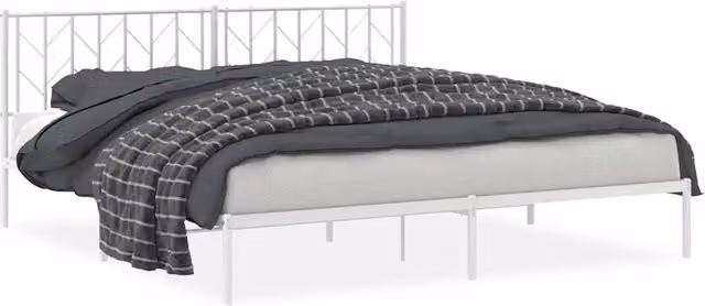 Letto matrimoniale per adulti con testiera in metallo bianco design moderno L: 193 cm, P: 203 cm – 1