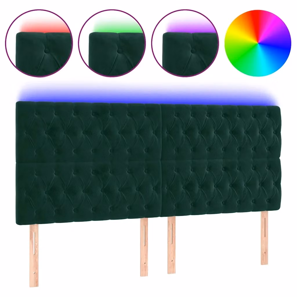 Testiera con LED e porta USB vidaXL in velluto verde scuro L/P/H: 180 x 7 x 118/128 cm – 2
