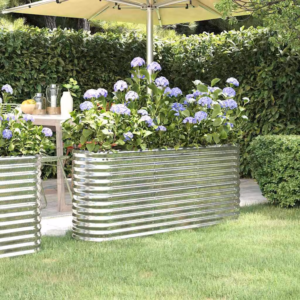 Letto da giardino rialzato vidaXL in acciaio zincato argento L: 152 cm, P: 40 cm, H: 68 cm