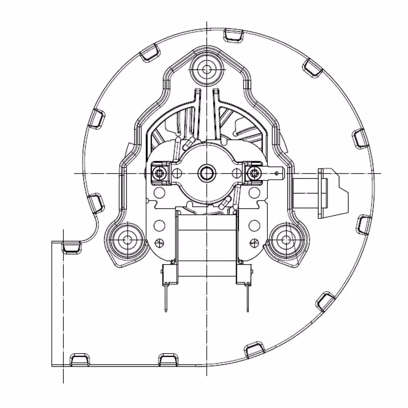 Ventilatore centrifugo EBM RLA108/4200A82-3030LH grigio per stufa a pellet con motore destro, Lunghezza: 16,25 cm, Bocchetta: 6,2 x 6,3 cm – 2