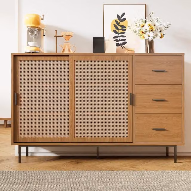 Credenza con 2 Ante Scorrevoli e 3 Cassetti ¨C MINIMAL ¨C 140x91x37 cm