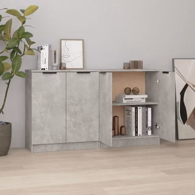 Set di 2 credenze da parete vidaXL in legno e MDF, colore grigio, L: 60 cm, P: 30 cm, H: 70 cm