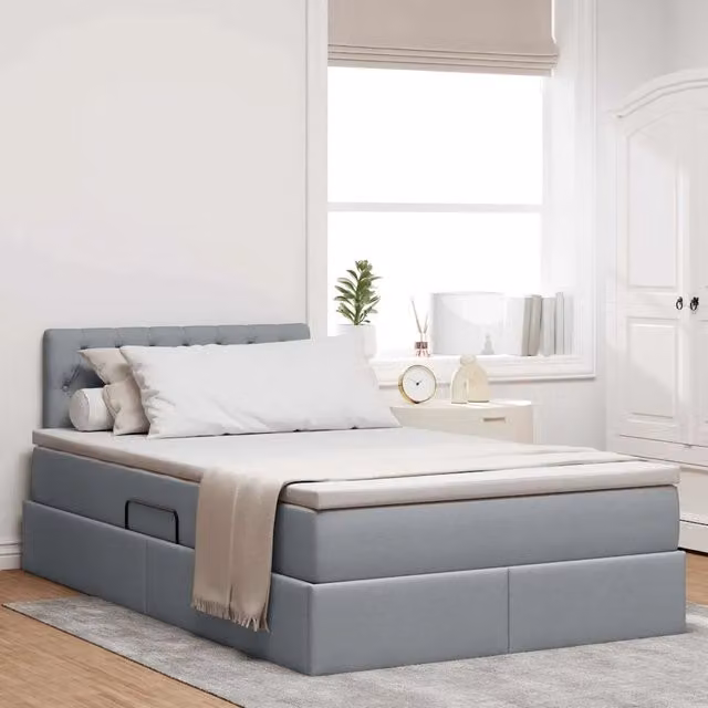 Letto con contenitore e materasso vidaXL Grigio, con illuminazione LED e porte USB, L/P/H: 200 x 120 x 88 cm – 1