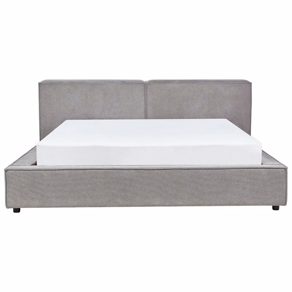 Letto matrimoniale Beliani in velluto grigio con struttura a doghe in legno stile classico L/P/H: 180 x 200 x 242 cm – 2