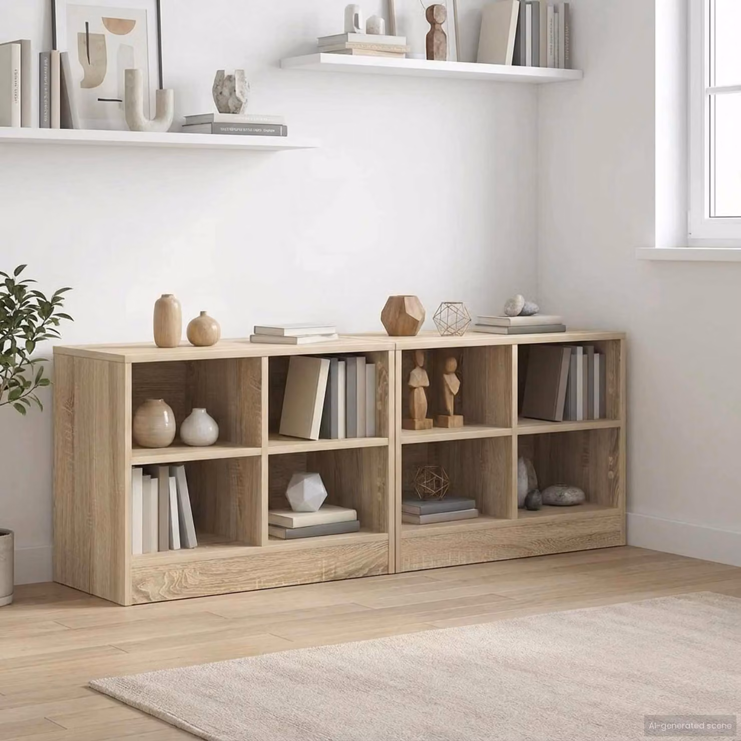 Set di 2 armadietti per letto vidaXL in colore Rovere Sonoma, L 66 cm x P 33 cm x H 48 cm