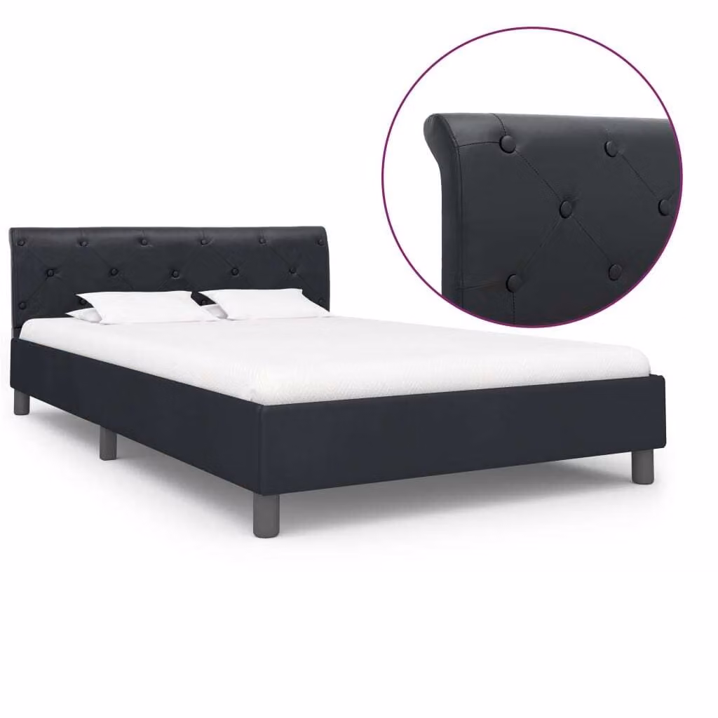 The Living Store Struttura letto in ecopelle nera 140 × 200 cm