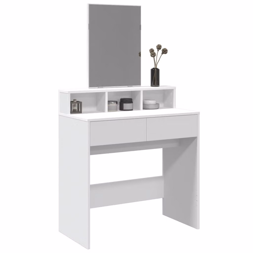 vidaXL Toeletta con Specchio Bianco L: 80 cm, P: 41 cm, H: 144,5 cm