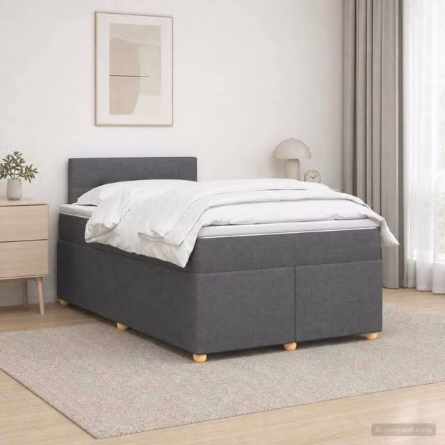 Letto box spring ibrido vidaXL con materasso a molle insacchettate e contenitore contenitore, Grigio e Bianco, L/P: 120 x 200 cm – 1