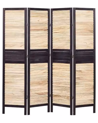 Schermo divisorio decorativo tradizionale 4 pannelli pieghevoli in legno Paulownia compensato Soggiorno Camera da letto Legno chiaro e marrone