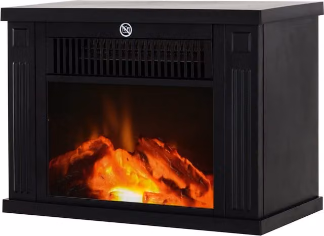 Camino Elettrico da Tavolo HOMCOM con Effetto Fiamma e Potenza Regolabile 600/1200W, Nero – 1