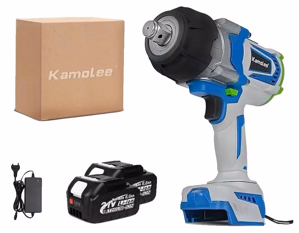 Chiave a cricchetto elettrica, coppia di 4100 N·m, motore brushless, confezione da 2 batterie da 60Ah, omologata per l'Unione Europea