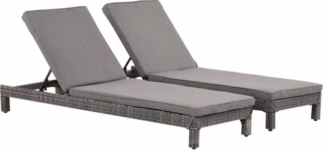 Set 2 Lettini Prendisole in Acciaio con Cuscino Grigio