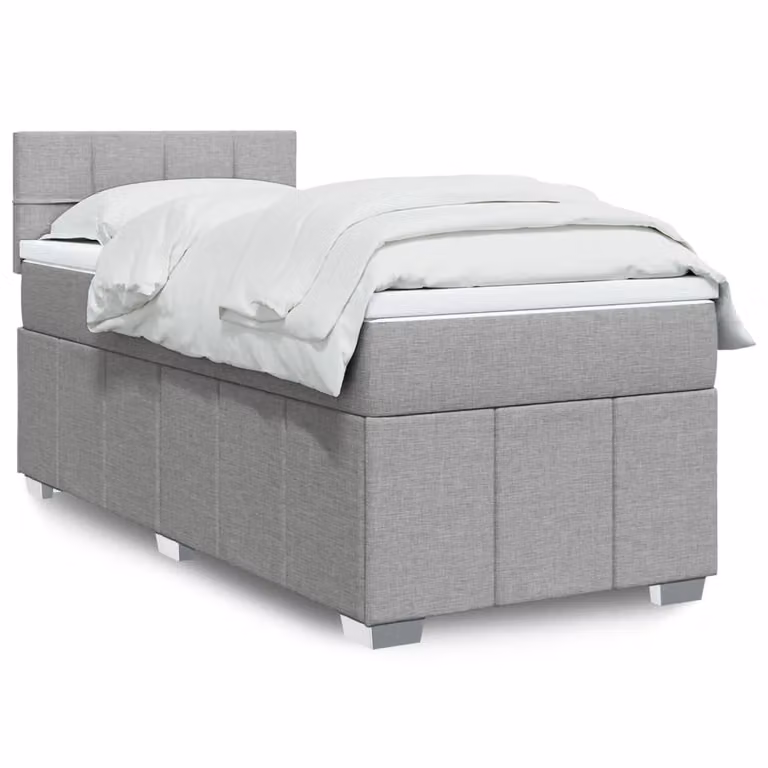 vidaXL Giroletto a Molle Ibrido con Materasso in Tessuto Grigio e Bianco L/P/H: 200 x 80 x 100,5 cm
