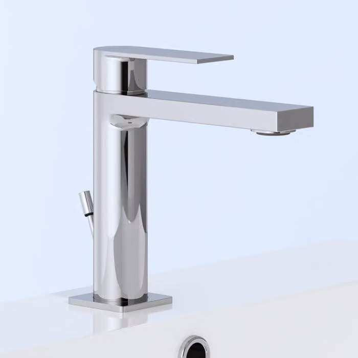 Miscelatore monocomando per lavabo Kronenbach Omega 2.0, completo di gruppo di scarico