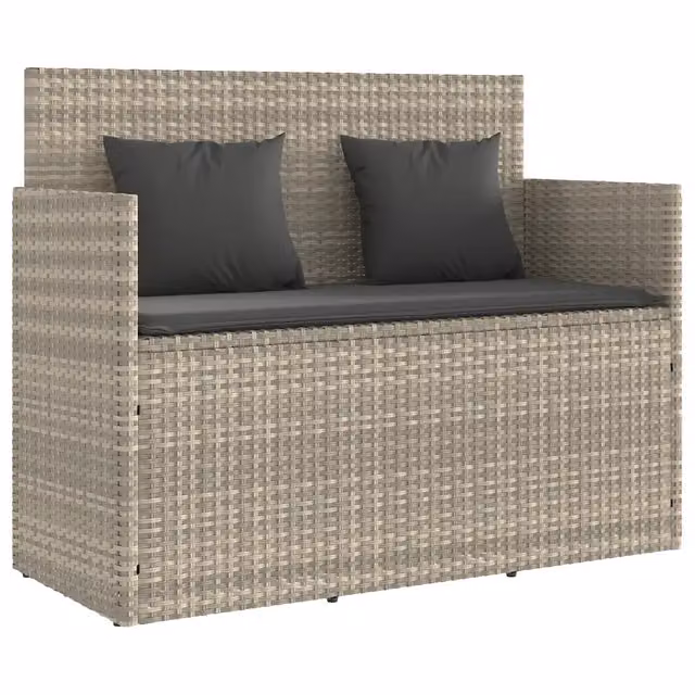 Panchina da Giardino | Panca da Giardino con Cuscini Grigio Chiaro in Polyrattan