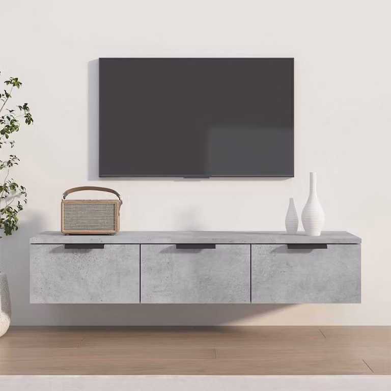 Armadietto a muro moderno vidaXL in legno MDF grigio opaco L 102 x P 30 x H 20 cm