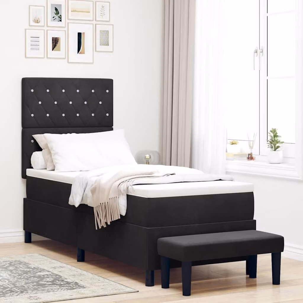 Maison Exclusive - Letto boxspring con testiera, nero, 200 x 80 cm, velluto