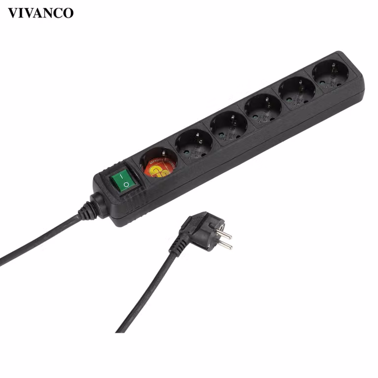 ViVanco™EBLS 6S Nero 6 prese CA 1,4 m