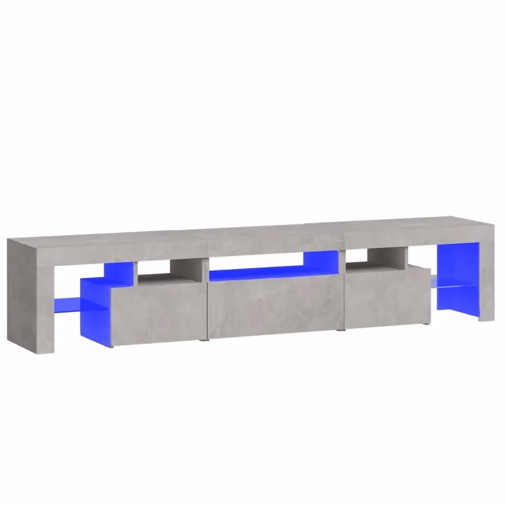Mobile Porta TV Moderno vidaXL con Luci LED Integrate Grigio, L: 200 cm, P: 40 cm, H: 36,5 cm – 2