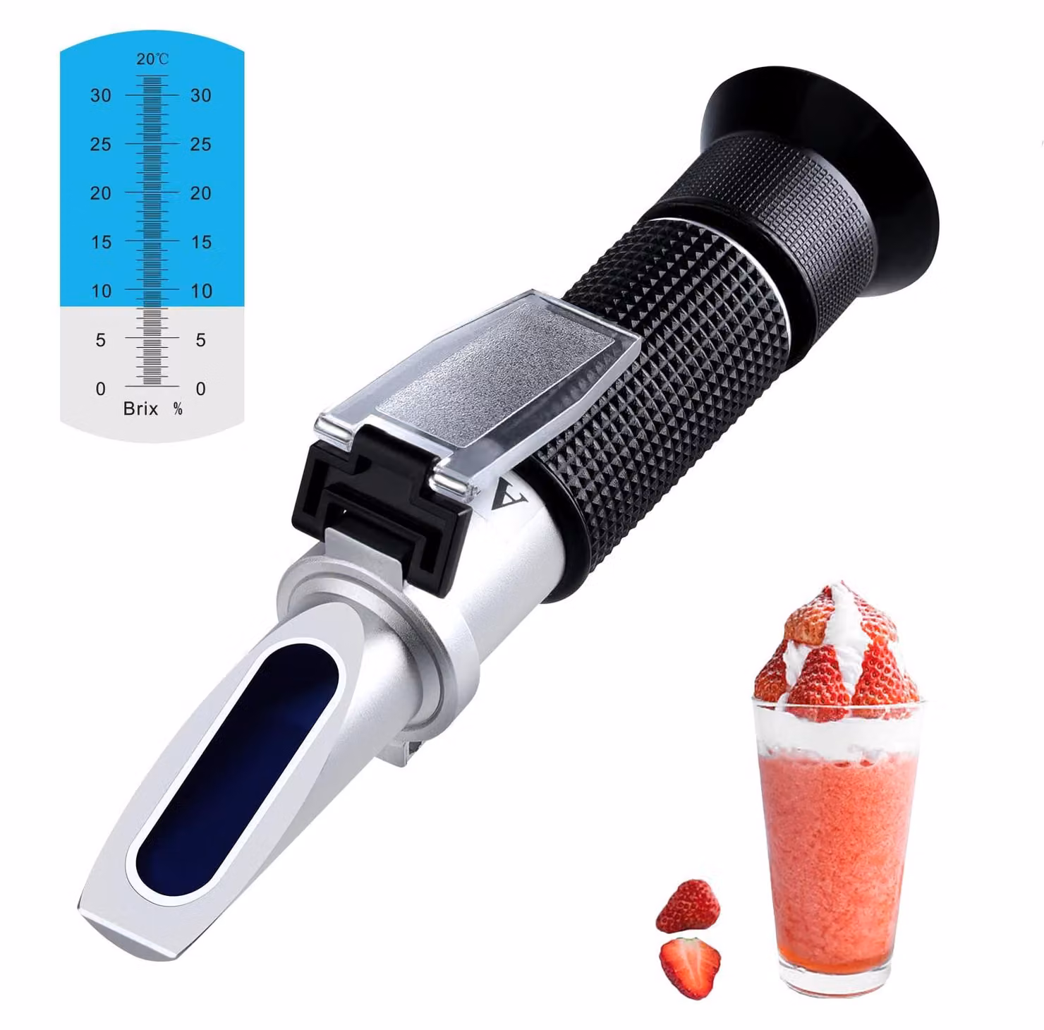 Rifrattometro Brix da 0 a 32%, con compensazione automatica della temperatura (ATC), portatile, per succhi di frutta