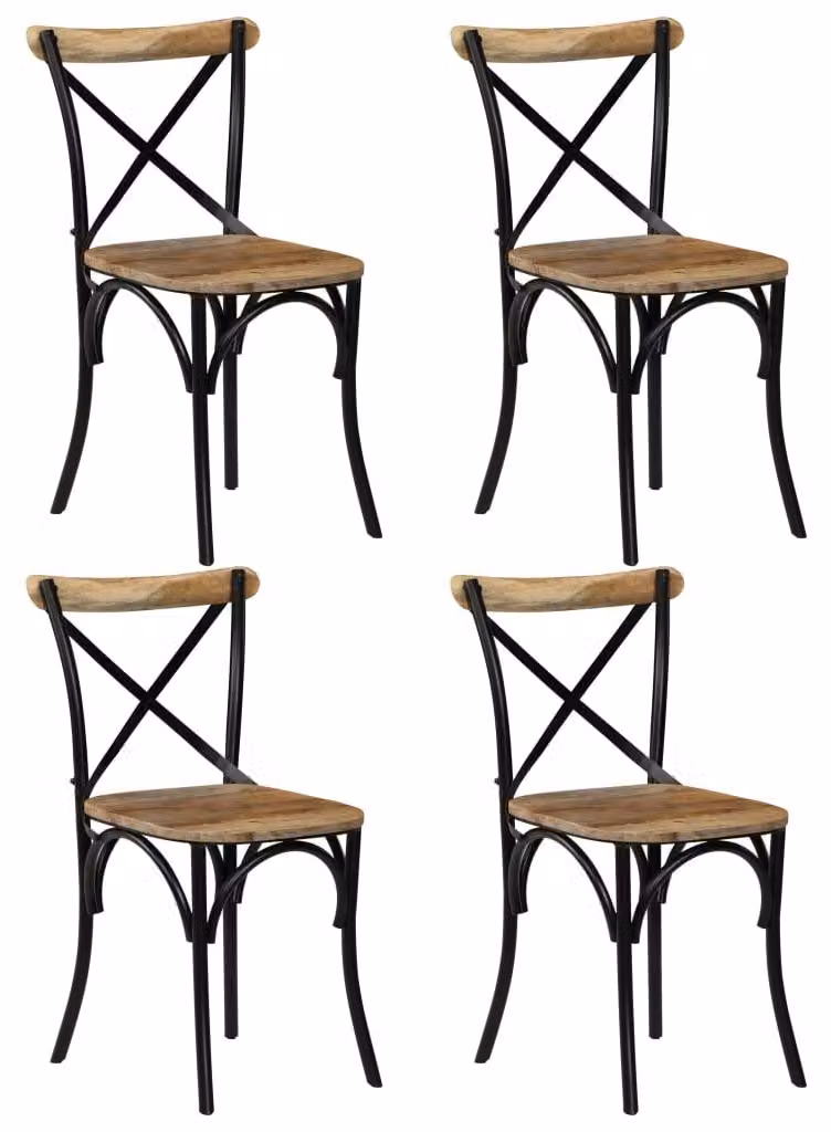 Sedia da pranzo - Sedia - Sedia a conchiglia - Arredamento - Sedia da soggiorno - Legno di mango massello - Struttura in acciaio nero