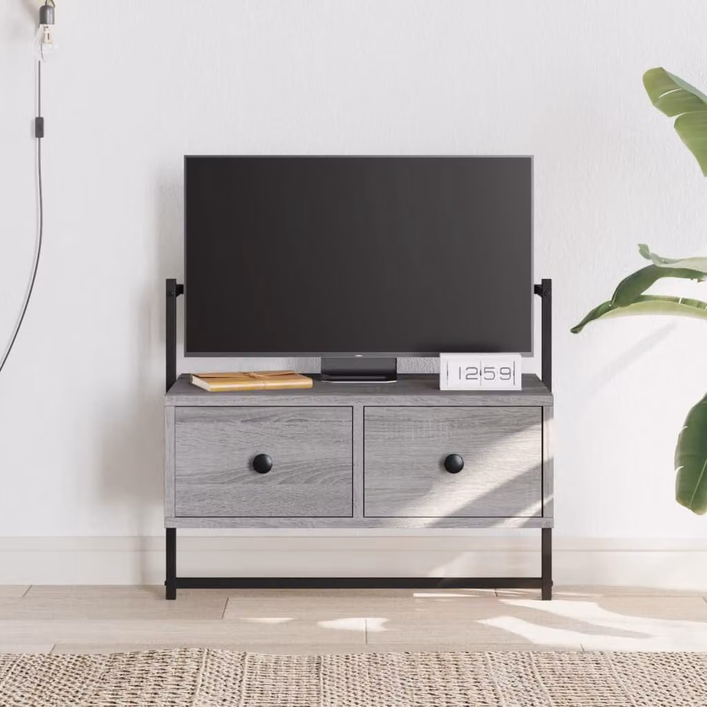 Mobile TV da muro vidaXL Grigio Sonoma in legno e metallo L 60,5 cm x P 30 cm x H 51 cm