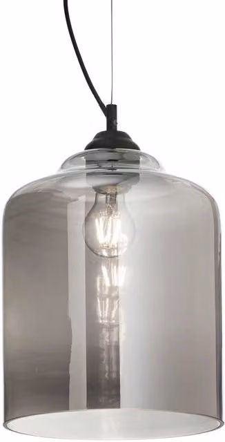 Lampada a sospensione IDEAL LUX Bistro in stile Art Déco con vetro trasparente e metallo nero, attacco E27, diametro: 24 cm – 1