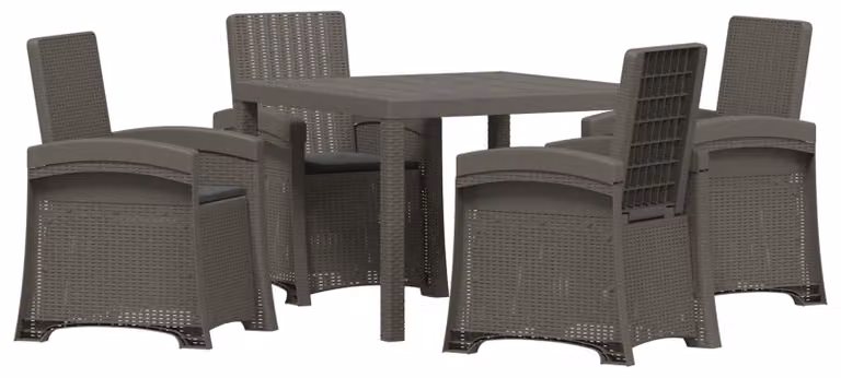 Set da pranzo per esterno, 5 pezzi, colore grigio chiaro e antracite, materiale: polipropilene