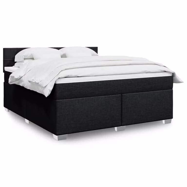 vidaXL Giroletto a Molle con Materasso Nero in Tessuto L 180 x P 200 cm