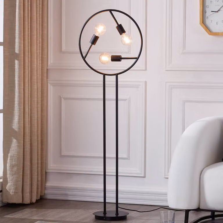 Lampada da terra di design Linnard Lucande, Nero, Soggiorno / Sala da pranzo, Metallo, Design, Lampada da terra